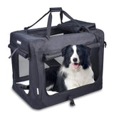 JESPET Soft Pet Crates Kennel, 3 Door Soft Sided Folding Travel Pet Carrier with Straps and Fleece Mat for Dogs, Cats, Rabbits, Indoor/Outdoor Use with Grey, Blue & Beige, Black | Pet Carriers | pethousekh