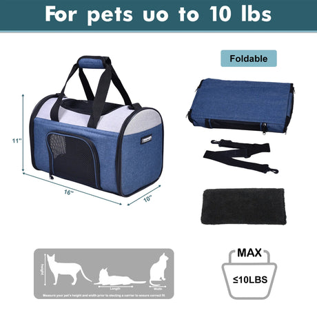 JESPET Soft - Sided Kennel Pet Carrier for Small Dogs, Cats, Puppy, Airline Approved Cat Carriers Dog Carrier Collapsible, Travel Handbag & Car Seat | Pet Carriers | pethousekh