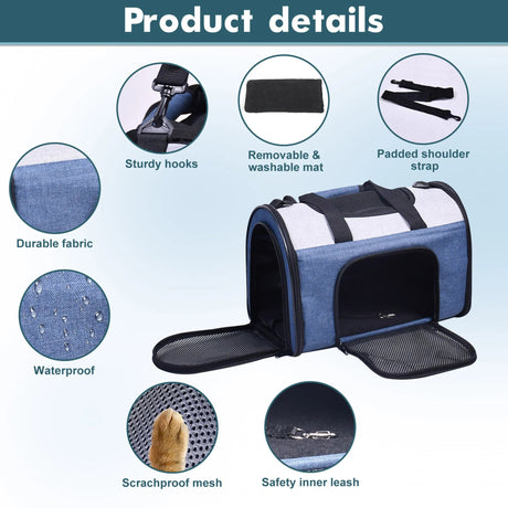 JESPET Soft - Sided Kennel Pet Carrier for Small Dogs, Cats, Puppy, Airline Approved Cat Carriers Dog Carrier Collapsible, Travel Handbag & Car Seat | Pet Carriers | pethousekh