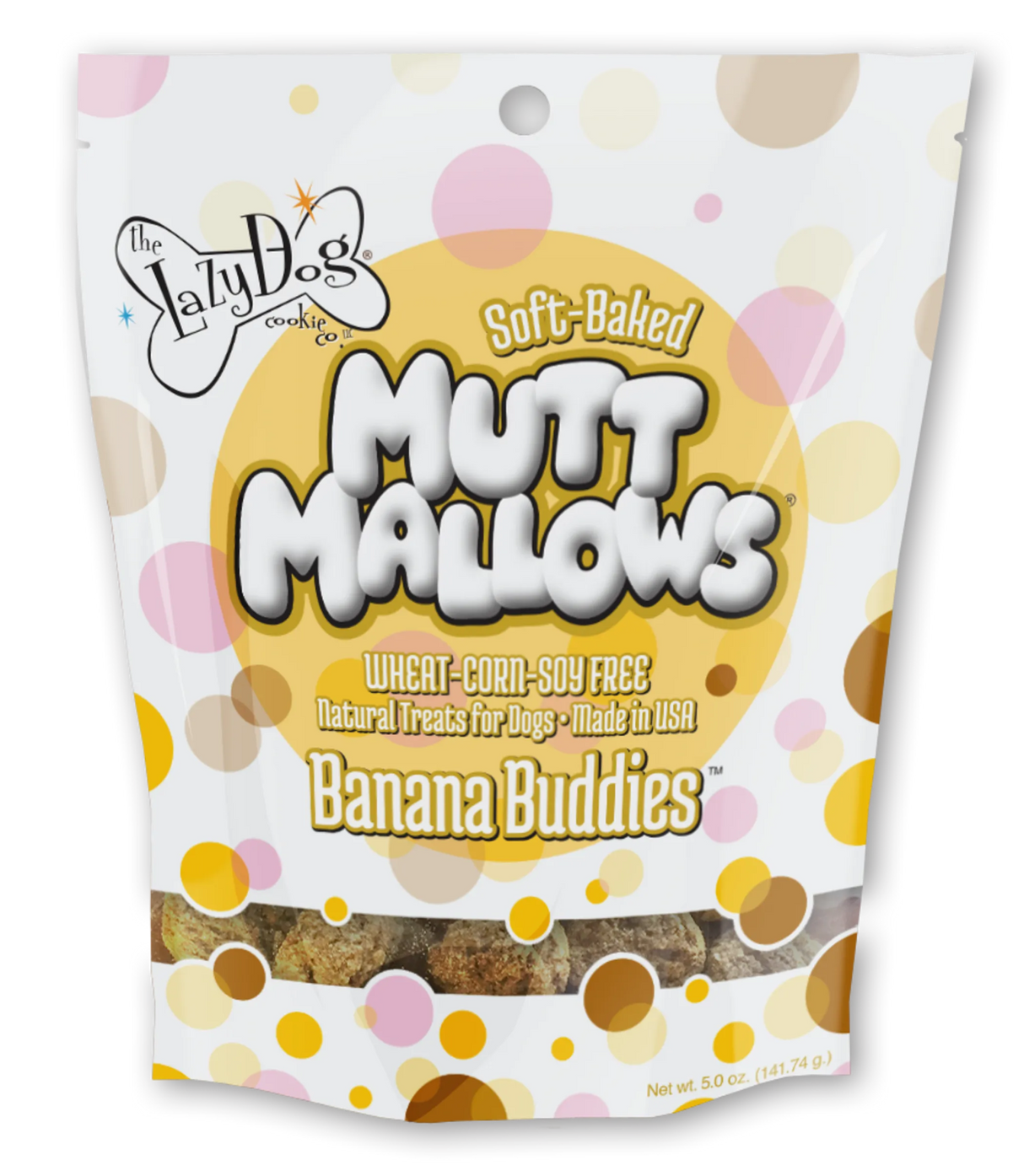 Lazy Dog Mutt Mallows Banana Buddies Dog Treat 5oz | Soft & Chewy Treats | pethousekh