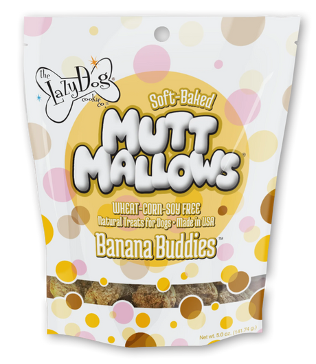 Lazy Dog Mutt Mallows Banana Buddies Dog Treat 5oz | Soft & Chewy Treats | pethousekh