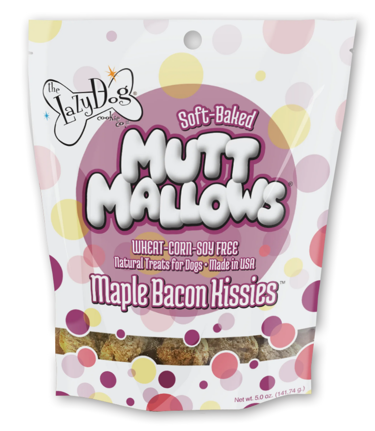 Lazy Dog Mutt Mallows Maple Bacon Kissies Dog Treat 5oz | Soft & Chewy Treats | pethousekh