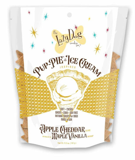 Lazy Dog Pup - PIE & Ice Cream Slices Apple Cheddar w/ Maple & Vanilla Dog Treat 5oz | Soft & Chewy Treats | pethousekh