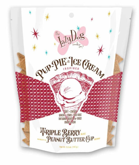 Lazy Dog Pup - PIE & Ice Cream Slices Triple Berry w/ Peanut Butter Dog Treat 5oz | Soft & Chewy Treats | pethousekh