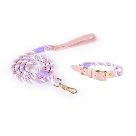 Luxe Royal Leather Rope Leash and Collar Set - Size: | Pack Of: 1 | Dog Collars | pethousekh