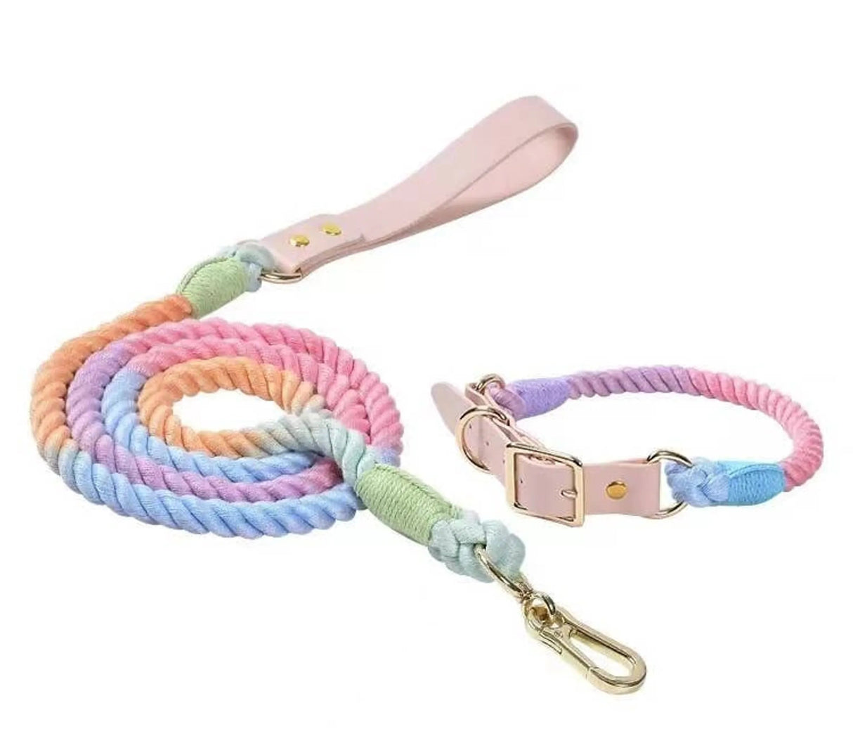 Luxe Royal Leather Rope Leash and Collar Set - Size: | Pack Of: 1 | Dog Collars | pethousekh