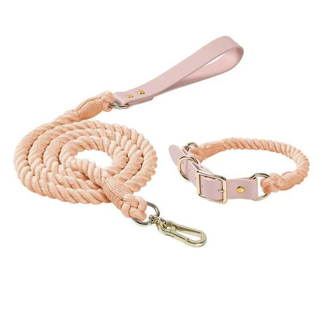 Luxe Royal Leather Rope Leash and Collar Set - Size: | Pack Of: 1 | Dog Collars | pethousekh