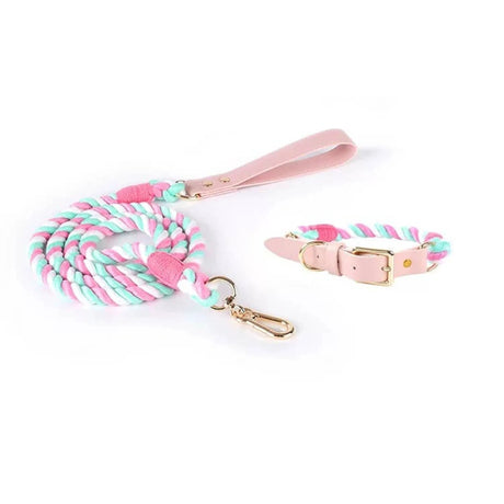 Luxe Royal Leather Rope Leash and Collar Set - Size: | Pack Of: 1 | Dog Collars | pethousekh