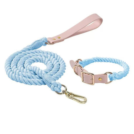 Luxe Royal Leather Rope Leash and Collar Set - Size: | Pack Of: 1 | Dog Collars | pethousekh