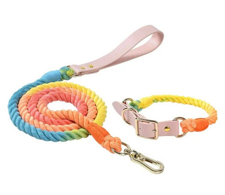 Luxe Royal Leather Rope Leash and Collar Set - Size: | Pack Of: 1 | Dog Collars | pethousekh