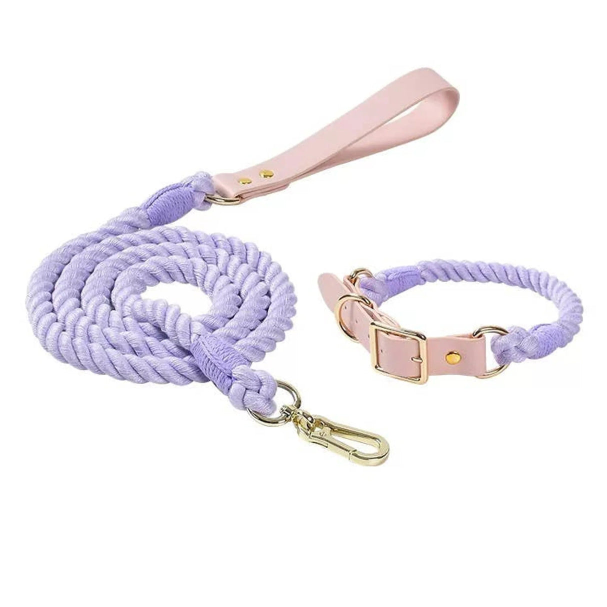 Luxe Royal Leather Rope Leash and Collar Set - Size: | Pack Of: 1 | Dog Collars | pethousekh