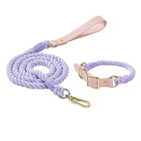 Luxe Royal Leather Rope Leash and Collar Set - Size: | Pack Of: 1 | Dog Collars | pethousekh
