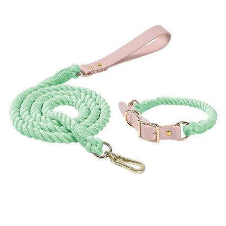 Luxe Royal Leather Rope Leash and Collar Set - Size: | Pack Of: 1 | Dog Collars | pethousekh