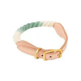 Luxe Royal Pink Leather Rope Dog Collar With Brass Hardware | Dog Collars | pethousekh