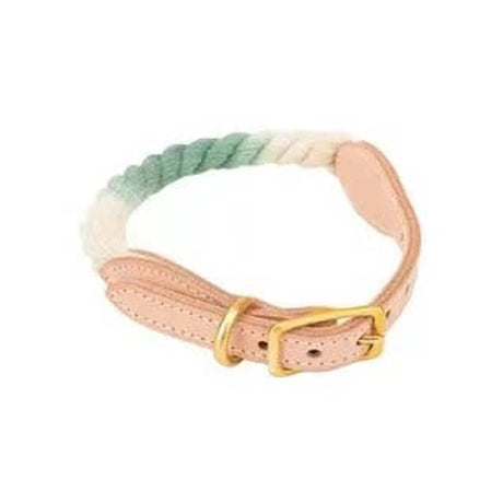 Luxe Royal Pink Leather Rope Dog Collar With Brass Hardware | Dog Collars | pethousekh