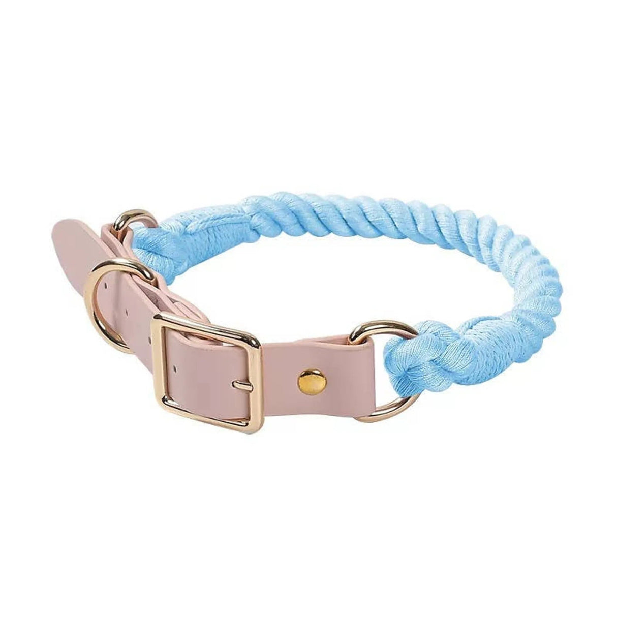 Luxe Royal Pink Leather Rope Dog Collar With Brass Hardware | Dog Collars | pethousekh