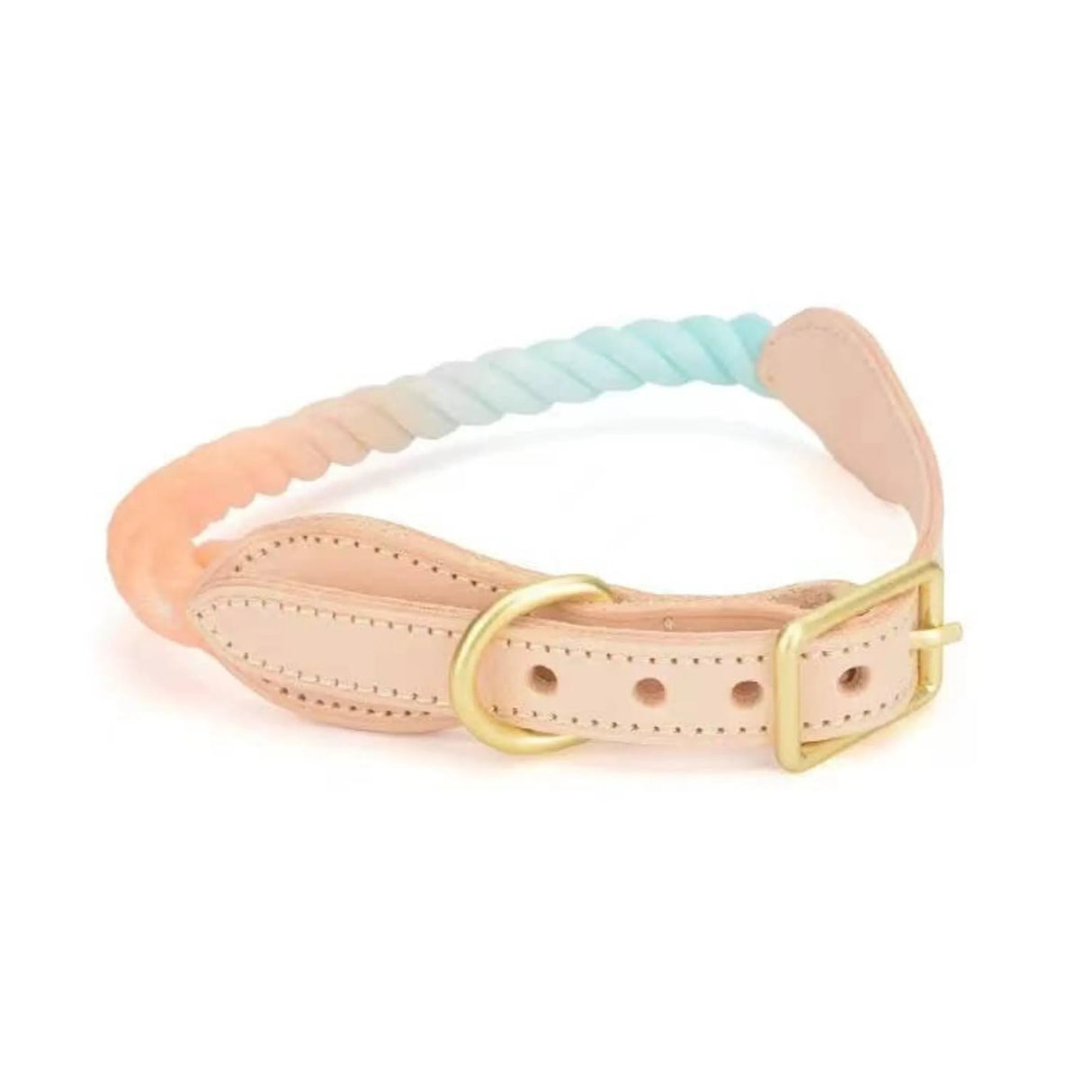 Luxe Royal Pink Leather Rope Dog Collar With Brass Hardware | Dog Collars | pethousekh