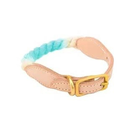Luxe Royal Pink Leather Rope Dog Collar With Brass Hardware | Dog Collars | pethousekh