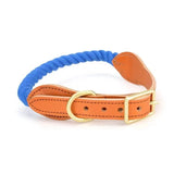 Luxe Royal Pink Leather Rope Dog Collar With Brass Hardware | Dog Collars | pethousekh