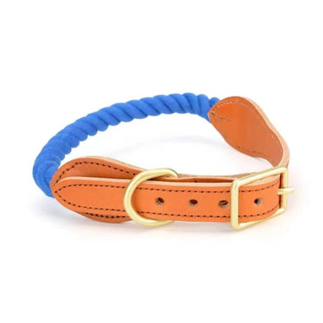 Luxe Royal Pink Leather Rope Dog Collar With Brass Hardware | Dog Collars | pethousekh
