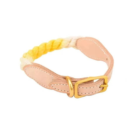 Luxe Royal Pink Leather Rope Dog Collar With Brass Hardware | Dog Collars | pethousekh