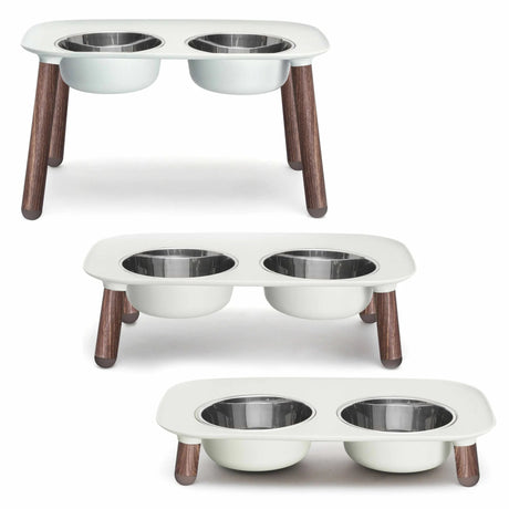 Messy Mutts Adjustable Elevated Double Feeder with Stainless Bowls | Double Bowls | pethousekh