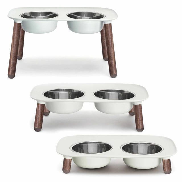 Messy Mutts Adjustable Elevated Double Feeder with Stainless Bowls | Double Bowls | pethousekh