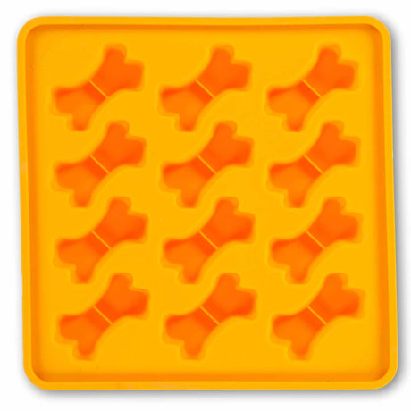 Messy Mutts Framed Silicone Dog Treat Making Mold Bone Shape Orange 10" x 10" | Feeding Accessories | pethousekh