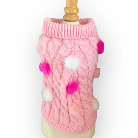 Mink Pom Knit Dog Sweater | Dog Clothes | pethousekh