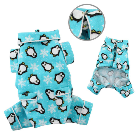 Penguins & Snowflake Flannel PJ with 2 Pockets | Dog Clothes | pethousekh
