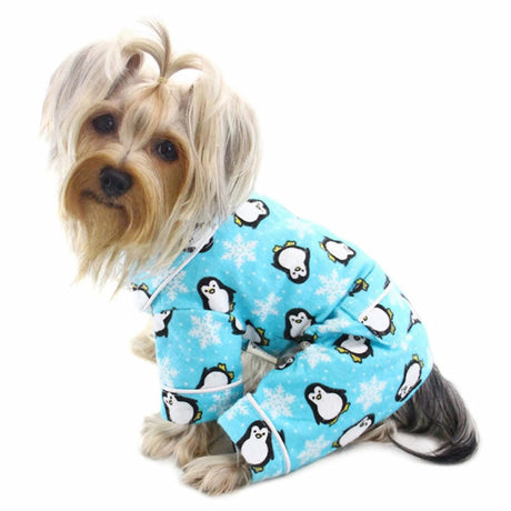 Penguins & Snowflake Flannel PJ with 2 Pockets | Dog Clothes | pethousekh