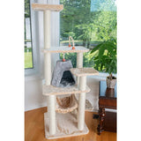 Real Wood 65" Cat Tree With Hammock, Playhouse A6501 | Scratchers | pethousekh
