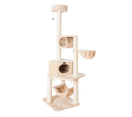 Real Wood 72" H Pet Cat Tower W Lounge Basket, Perch, A7204 | Scratchers | pethousekh