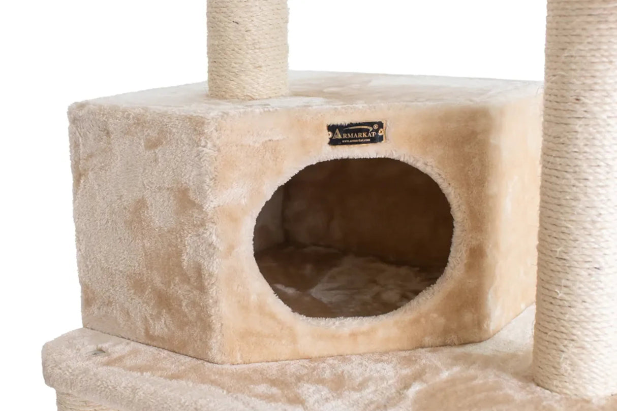 Real Wood 72" H Pet Cat Tower W Lounge Basket, Perch, A7204 | Scratchers | pethousekh