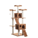 Real Wood 74" Multi - Level Cat Tree Large Cat Play Furniture | Scratchers | pethousekh