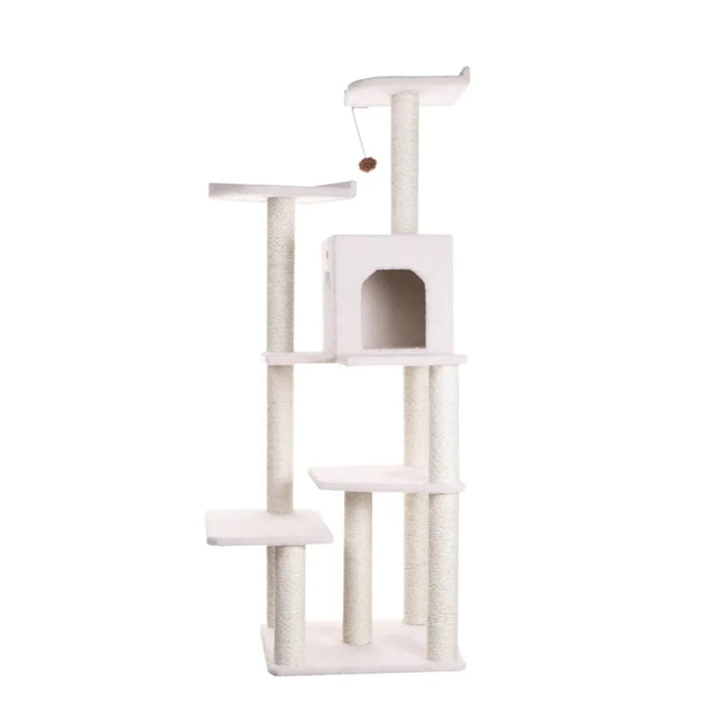 Real Wood B6802 Classic Cat Tree In Ivory 6 Levels Condo | Scratchers | pethousekh