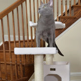 Real Wood B6802 Classic Cat Tree In Ivory 6 Levels Condo | Scratchers | pethousekh