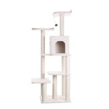 Real Wood B6802 Classic Cat Tree In Ivory 6 Levels Condo | Scratchers | pethousekh