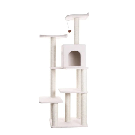 Real Wood B6802 Classic Cat Tree In Ivory 6 Levels Condo | Scratchers | pethousekh