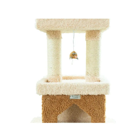 Real Wood Multi - Level Cat Tower X8303 Cat Tree In Beige | Scratchers | pethousekh