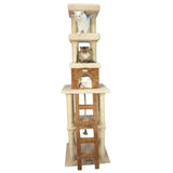 Real Wood Multi - Level Cat Tower X8303 Cat Tree In Beige | Scratchers | pethousekh