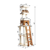 Real Wood Multi - Level Cat Tower X8303 Cat Tree In Beige | Scratchers | pethousekh
