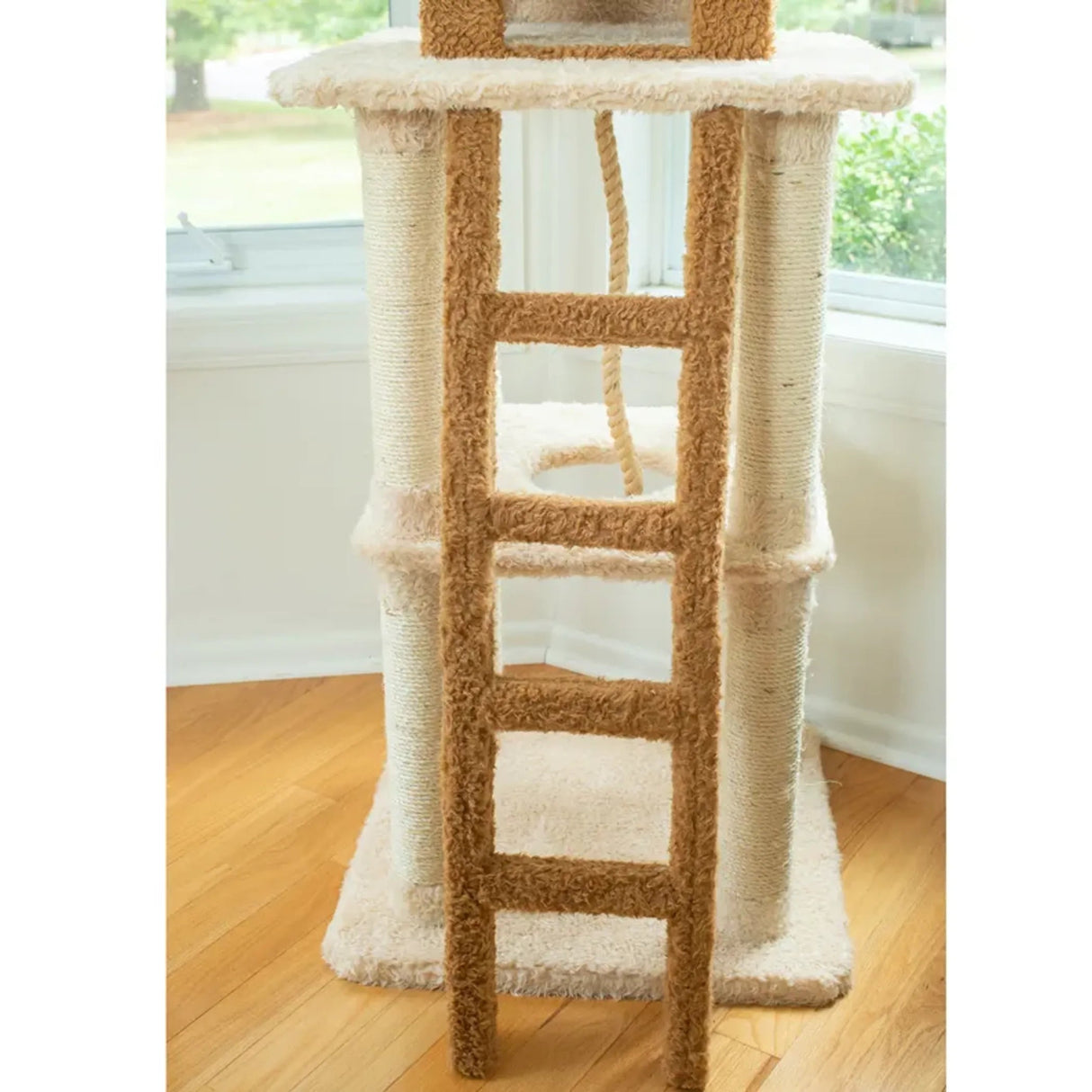 Real Wood Multi - Level Cat Tower X8303 Cat Tree In Beige | Scratchers | pethousekh