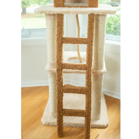 Real Wood Multi - Level Cat Tower X8303 Cat Tree In Beige | Scratchers | pethousekh