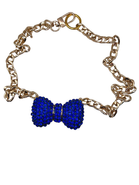 Royal Blue Bow Necklace - Big Dog Necklace | Dog Collars | pethousekh