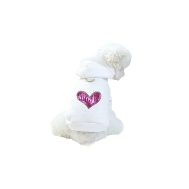 Sequin Heart Lightweight Hoodie - Dog Hoodie | Dog Clothes | pethousekh