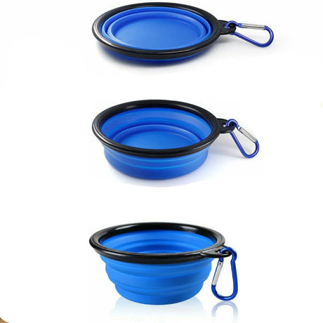 Single Blue Silicone Collapsible Travel Bowl | Food & Water Bowls | pethousekh