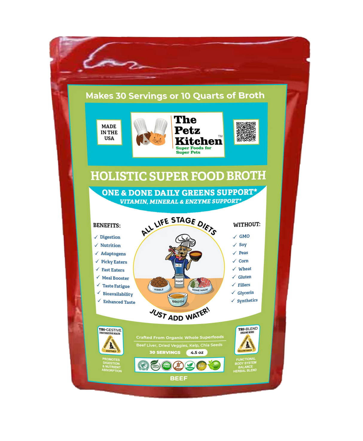 Super Food Broth One & Done* Vitamin, Mineral & Enzyme The Petz Kitchen Dogs Cats | Animal Vitamins & Supplements | pethousekh