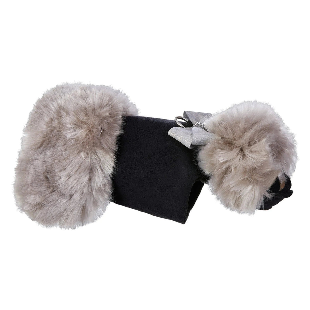Susan Lanci Designs Platinum Glitzerati Nouveau Bow Silver Fox Faux Fur Coat | Dog Clothes | pethousekh