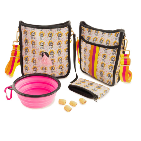 "The Golden One" Goldendoodle Dog Walking Messenger Bag Set | Food & Water Bowls | pethousekh